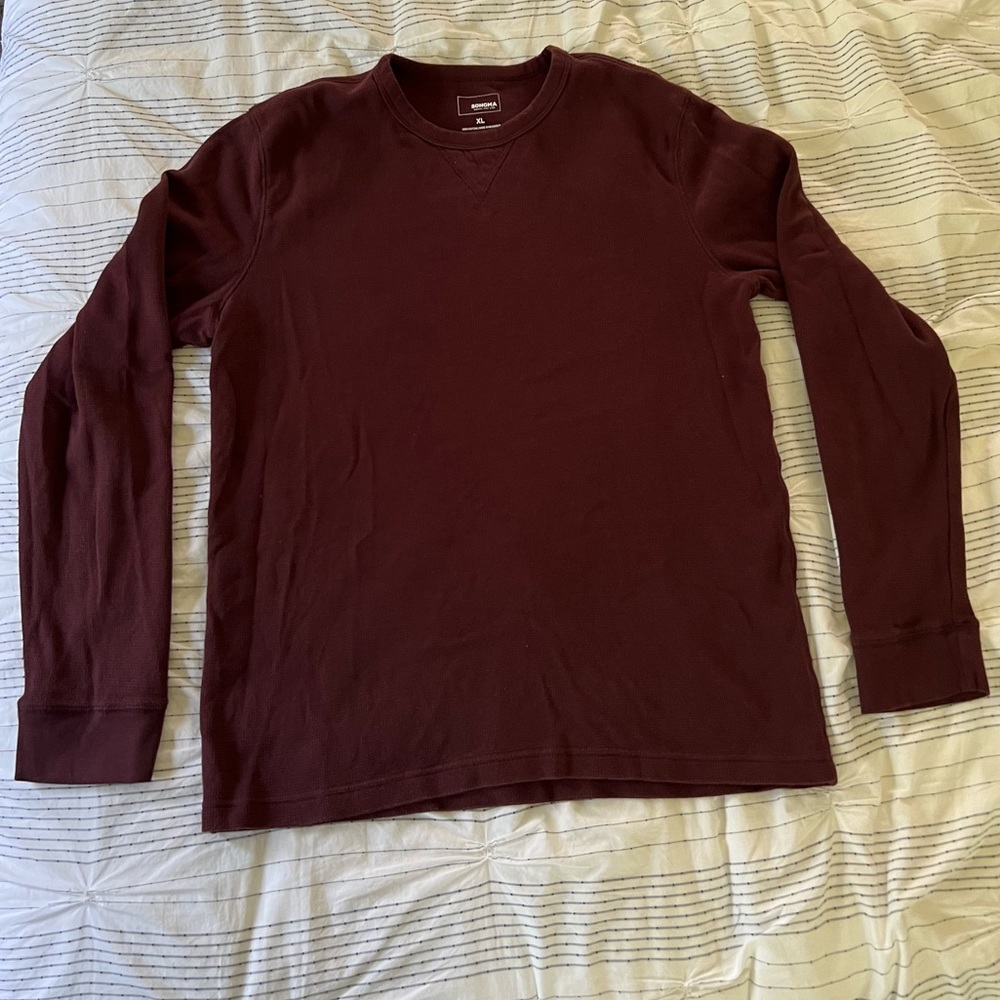 Sonoma Mens Waffle Shirt Maroon XL